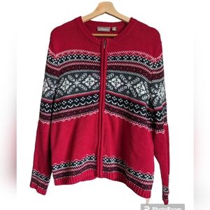 Croft Barrow Fair Isle Cardigan Sweater Womens XL Nordic Cottagecore Granny